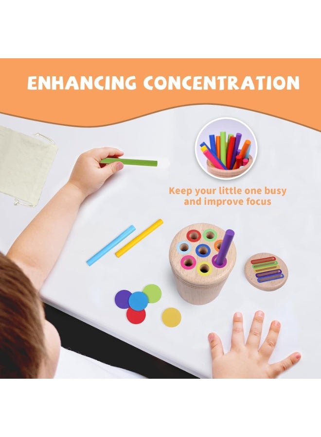 Toys for 3 Year Old, Dual Play Wooden Educational Color Sorting Toy Toddler Preschool Learning Activities, Fine Motor Skills Sensory Toys for Toddlers 3-5 Girl Boy Birthday Gifts - Image 5